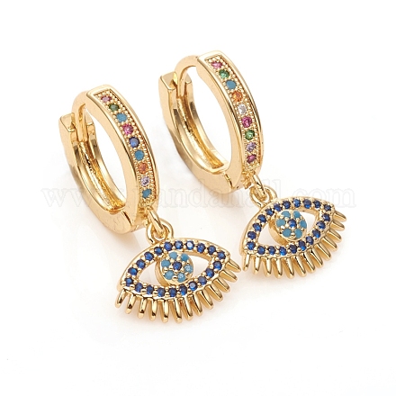 Серьги-кольца из латуни с микро-паве из фианита EJEW-G276-04G-1