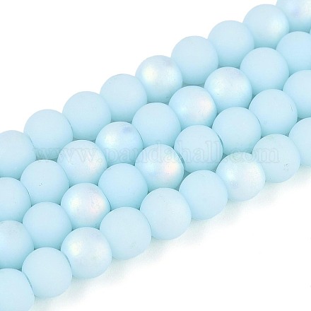 Нити из матовых непрозрачных стеклянных бусин GLAA-T032-P6mm-MBB10-1