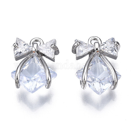 Подвески из прозрачного фианита с инкрустацией из латуни ZIRC-S069-010P-1