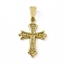 PVD Vacuum Plating 304 Stainless Steel Pendants, Religion Cross Charms, Golden, 26x17x2.5mm, Hole: 7.5x4mm