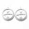 Brass Micro Pave Clear Cubic Zirconia Pendants, Nickel Free, Flat Round with Star & Arrow & Triangle, Platinum, 25x23x2mm, Hole: 1.2mm