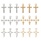 48Pcs 6 Style Alloy Pendants & Rhinestone Settings, Cross, Mixed Color, 16.5~17.5x10~11x1~1.5mm, Hole: 1~1.5mm, 8pcs/style