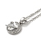Brass Micro Pave Cubic Zirconia Moon Pendant Necklaces, Platinum, 16.46 inch(41.8cm)