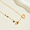 Brass Micro Pave Cubic Zirconia Pendant Necklace for Women, Evil Eye, Golden, 17.32 inch(44cm)x50mm extender