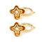 Brass Micro Pave Clear Cubic Zirconia Fold Over Clasps, Cadmium Free & Nickel Free & Lead Free, Flower, Real 18K Gold Plated, 28x15.5mm, Hole: 1.4mm