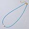 Imitation Pearl & Glass Beaded Necklaces for Women, Elegant Jewelry for Collarbone, Light Sky Blue