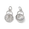 Brass Micro Pave Cubic Zirconia Pendants, Cadmium Free & Nickel Free & Lead Free, with Jump Ring, Lock Charms, Platinum, 17x10x3mm, Hole: 3.3mm