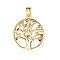 Brass Micro Pave Colorful Cubic Zirconia Pendants, Cadmium Free & Nickel Free & Lead Free, Tree of Life Charms, Real 18K Gold Plated, 22x19x2.2mm