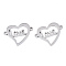 Tarnish Resistant 201 Stainless Steel Links Connectors, Laser Cut, for Valentine's Day, Heart with Word Love, Stainless Steel Color, 16.5x21.5x1mm, Hole: 1.2mm