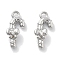 Micro Pave Clear Cubic Zirconia Pendants, Cadmium Free & Nickel Free & Lead Free, Christmas Crutch, Platinum, 13x6x4mm, Hole: 1.2mm