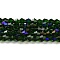 Transparent Electroplate Glass Beads Strands, AB Color Plated, Faceted, Bicone, Dark Green, 3.5~3.8mm, about about 107~110pcs/strand, 32.5~34cm