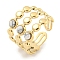 Ion Plating(IP) 304 Stainless Steel Synthetic Turquoise Cuff Rings, Round Wide Band Open Rings for Women Men, Real 18K Gold Plated, 15mm, Inner Diameter: Adjustable