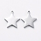 304 Stainless Steel Charms, Manual Polishing, Star, Stainless Steel Color, 14.5x13x2mm, Hole: 0.8mm
