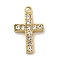 Ion Plating(IP) 304 Stainless Steel Rhinestone Pendants, Cross, Golden, 18x11x3mm, Hole: 1.6mm
