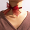 Gauze Bowknot Fabric Choker Necklaces for Women, Platinum, FireBrick, 11.81 inch(30cm)