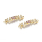 Brass Micro Pave Cubic Zirconia Links connectors, Word MAMA and Heart, for Mother's Day, Colorful, Golden, 7.5x30.5x4.5mm, Hole: 1.4mm