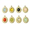 Ion Plating(IP) Real 14K Gold Plated 304 Stainless Steel with Glass Pendant, Oval Flower Charms, Mixed Color, 18x13x3.5mm, Hole: 1.6mm