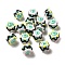 Hand Painted Acrylic with Enamel Beads, Hand Drawn Beads, Medium Aquamarine, 14.5~15.5x16.5~21.5x16~20mm, Hole: 2~2.8mm
