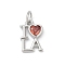 Brass Pave Cubic Zirconia Charms, Word I love LA, Long-Lasting Plated, Lead Free & Cadmium Free, Rack Plating, with Jump Ring, Platinum, 12.5x8.5x2.5mm, Hole: 3.5mm