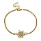 201 Stainless Steel Popcorn Chain Bangles for Women, Hexagon Charm, Golden, 7-1/2 inch(19.2cm)