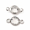304 Stainless Steel with Glass Connector Charms, Flat Round Links, Stainless Steel Color, Clear, 12.5x7x2mm, Hole: 1.5mm