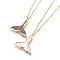 304 Stainless Steel Pendant Necklaces, with Natural Shell, Fishtail, Golden, Mixed Color, 15-1/2 inch(39.5cm)