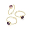Natural Amethyst Cuff Rings, Rack Plating Brass Open Rings for Women, Golden, 1.5~2.5mm, Inner Diameter: 18mm
