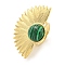 Ion Plating(IP) 304 Stainless Steel Synthetic Malachite Cuff Rings, Fan Open Rings for Women Men, Real 18K Gold Plated, 39.5x26.5mm, Inner diameter: Adjustable.