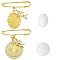 2Pcs 2 Style Oval & Flat Round Blank Glass Dome Wedding Bouquet Photo Charms Safety Pin Brooches with Crystal Rhinestone, Alloy Fairy Lapel Pins for Party Decoration, Golden, 35~45mm, 1Pc/style