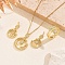 Ring & Teardrop 304 Stainless Steel Micro Pave Clear Cubic Zirconia Pendant Necklace & Stud Dangle Earring & Cuff Rings Sets, Golden, 450mm