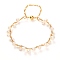 Natural Pearl Braided Bangle for Girl Women, Brass Bangle with Magnetic Clasps, Golden, Inner Diameter: 2.36~2.56 inch(60~65mm)