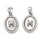 Brass & Shell Pendants, with Shell, Oval & Letter H, Cadmium Free & Nickel Free & Lead Free, Seashell Color, Platinum, 16x11x4mm, Hole: 4.5x2.5mm