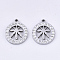 201 Stainless Steel Pendants, with Polymer Clay Crystal Rhinestone, Flat Round with Leaf, Stainless Steel Color, 17x15x2mm, Hole: 1.6mm