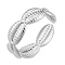 304 Stainless Steel Shell Wrap Open Cuff Ring for Women, Stainless Steel Color, US Size 8(18.1mm)