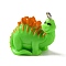 Opaque Resin Pendants, Dinosaur Charms with Platinum Plated Iron Loops, Lime, 22.5x25x12mm, Hole: 1.4mm