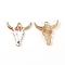 Zinc Alloy Enamel Pendants, Ox-Head Shape with Flower Pattern Charms, Pink, 22x21x2.5mm, Hole: 2mm