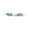 Dyed Natural Howlite Chip & Natural Cultured Freshwater Pearl Rice Beaded Connector Charms, with Brass Double Loops, Golden, Turquoise Color, 33.5~38x5.5~8.5x4.5~5.5mm, Hole: 2.5mm