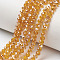 Electroplate Glass Beads Strands, Half Plated, Rainbow Plated, Faceted, Rondelle, Orange, 4x3mm, Hole: 0.4mm, about 109~113pcs/strand, 38~39cm