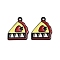 Alloy Enamel Pendants, Cadmium Free & Nickel Free & Lead Free, Strawberry Cake Charm, Black, 18x15.5x1.5mm, Hole: 1.6mm