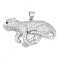 Brass Micro Pave Cubic Zirconia Pendants, Cadmium Free & Lead Free, Leopard Charms, Platinum, 20x35.5x6mm, Hole: 4x3mm