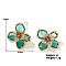Fashionable and Elegant Floral Shaped Stud Earrings with Rhinestones, Platinum, Green, Flower, 26x25mm