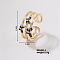 Chic Butterfly Brass Rhinestones Cuff Ring, Open Design and Shiny Style, Golden, US Size 1(12.4mm)