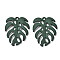 Spray Painted Alloy Pendants, Tropical Leaf Charms, Cadmium Free & Lead Free, Monstera Leaf, Dark Green, 34.5x26.5x4mm, Hole: 1.8mm