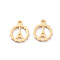 304 Stainless Steel Charms, Laser Cut, Ring with Tower, Golden, 12x9.5x1mm, Hole: 1.2mm