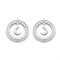 Non-Tarnish 201 Stainless Steel Pendants, Ring with Moon, Stainless Steel Color, 33.5x31.5x1mm, Hole: 1.6mm