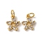 Brass Micro Pave Cubic Zirconia Pendants, with Jump Ring, Star Charms, Rack Plating, Long-Lasting Plated, Lead Free & Cadmium Free, Real 18K Gold Plated, 10x8.5x2.5mm, Hole: 3.5mm