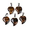Natural Tiger Eye Heart Pendants, Love Heart Charms with 304 Stainless Steel Snap on Bails, Stainless Steel Color, 22.5x15.5x6mm, Hole: 6x3.5mm