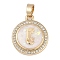 Brass With Cubic Zirconia And Resin, Real 18k Gold Plated, Round, Pendants with Jump Ring, Cadmium Free & Nickel Free & Lead Free, Real 18K Gold Plated, 18x15x3mm, Hole: 3.5x2mm