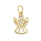 Brass Micro Pave Cubic Zirconia Charms, Cadmium Free & Lead Free, Angel, with Jump Ring, Real 18K Gold Plated, 13x8.5x1.5mm, Hole: 3mm