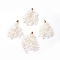 Brass Big Pendants, with Lace, Flower, Golden, Old Lace, 73~90x7mm, Hole: 1.6mm